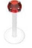 Bio-Flex Shaft with Push-in .925 Silver Prong Gem Labret/Monroe 14g 3/8'' [blue]