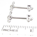 Body Accentz Stainless Steel Barbell Nipple Ring Music Notes Pair