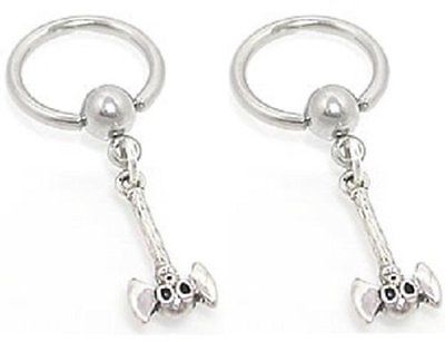 Nipple Captive Bead Body Jewelry 16g SKULL AXE Unique Captive Ring Sold as pair