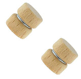 Body Accentz 2pcs Magnetic Stud Earrings Organic Wood Men Women, Non-Piercing Clip On Cheater Fake Ear Gauges