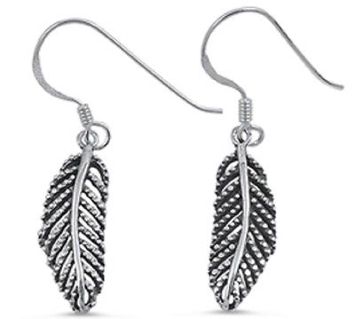 Sterling Silver Feather dangle French wire