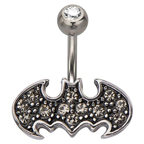 Belly Button Ring Navel 316L Surgical Steel, Cubic Zirconia Batman Body Accentz&reg;