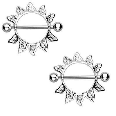 Body Accentz&trade; Nipple Ring Bars Sun Jewelry Pair 14 gauge Sold as pair