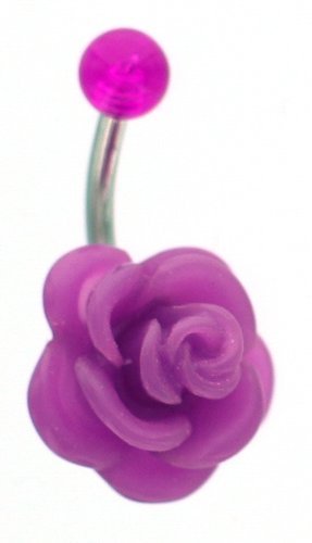 Body Accentz&reg; Belly Button Ring Navel Flower Body Jewelry Dangle 14g 3/8"
