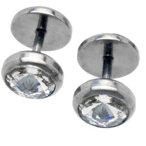 Body Accentz&trade; Earrings Rings Fake CZ Cheater Plug 16 gauge - Sold as a pair