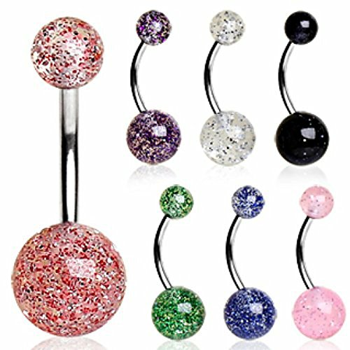 Body Accentz&trade; Belly Button Ring Assortment 14 Gauge 7/16" Qty 5 Ultra Sparkle