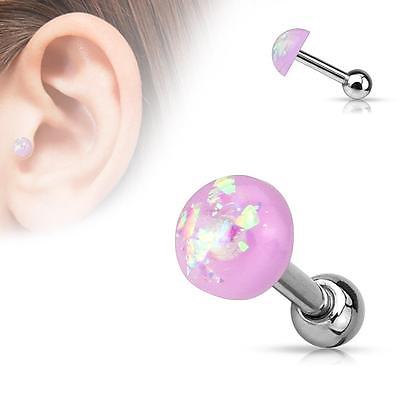 Tragus Opal Glitter Dome Top 316L Surgical Steel Catilage barbells 1pc 16g