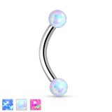 EyeBrow Synthetic Opal 316L Surgical Steel Internally Threaded Curved Eye brow Barbell