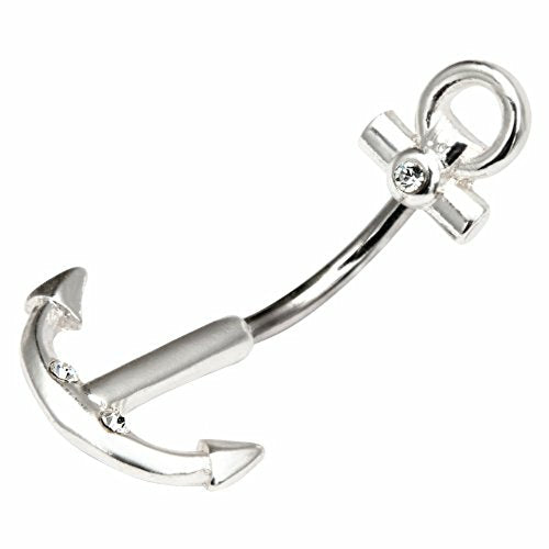 Belly Button Ring Navel Split Anchor 316L surgical steel Body Jewelry Dangle 14 Gauge BV291