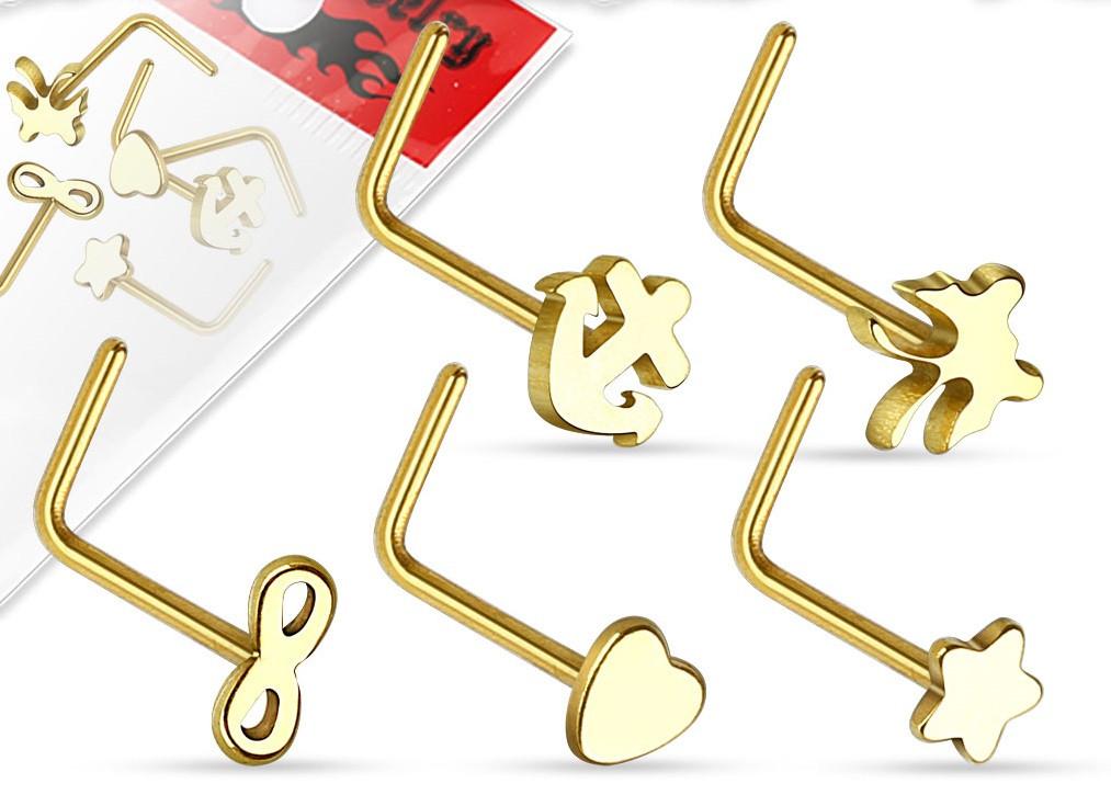 Nose Ring 20g 5 Pieces ''L'' Bend  Anchor Infinity Butterfly Star heart