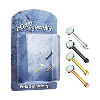 4 Pcs Value Pack of Assorted Opal Ball 316L Surgical Steel Nose Stud Bone Rings