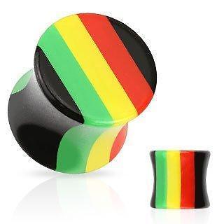 All UV Rasta Stripe Saddle Plug - Sold as a pair 6g [Jewelry]