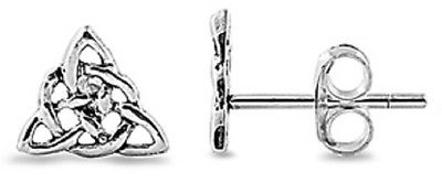 STERLING SILVER Silver Stud Earrings - Celtic knot 7mm