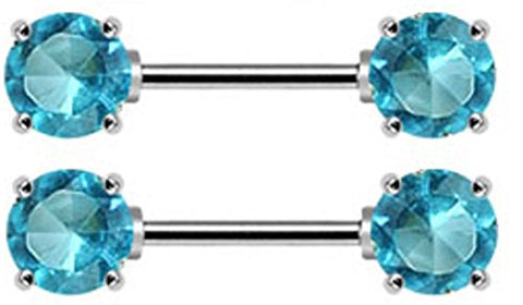 Nipple Ring Bars Surgical Steel Nipple Bar with Large 1/4" CZ's 9/16" bar