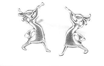 STERLING SILVER MINI UPRIGHT KOKOPELLI EARRINGS ON POSTS