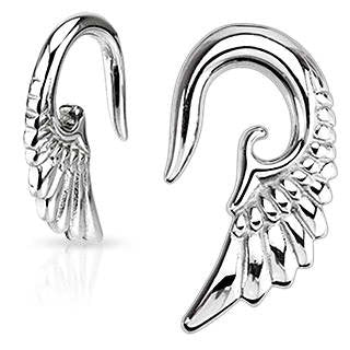 Earrings Rings 316L Surgical Steel Angelic Wing Hanging Taper 2 Gauge - Sold as a pair