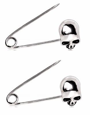Earrings Tiger Taper 316L Surgical Steel Skull Safety Pin Taper Pair 18g