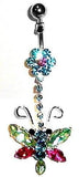 Belly Button Ring Navel Butterfly Body Jewelry Dangle 14 Gauge