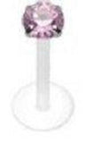 Bio-Flex Shaft with Push-in .925 Silver Prong Gem Labret/Monroe 14g 3/8'' [blue]