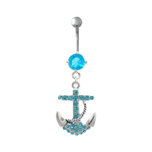 Body Accentz&reg; Belly Button Ring Navel Anchor Body Jewelry Dangle 14 Gauge