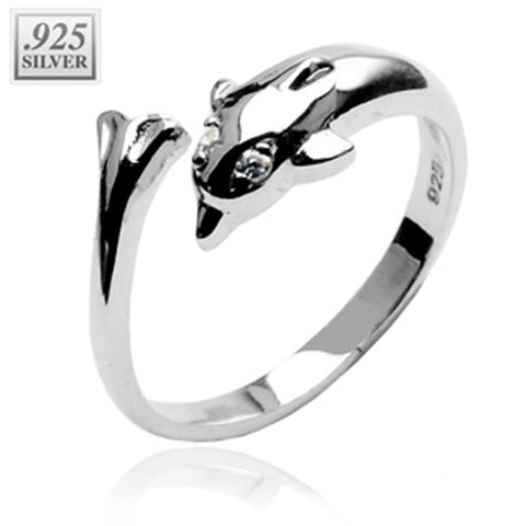 925 Sterling Silver Dolphin Toering with CZ Toe Ring. [Jewelry]