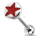 Tongue Ring 316L Surgical Steel Enamel Coated Logo Half Dome Barbells 5/8 Star 14 gauge Body Accentz&reg;