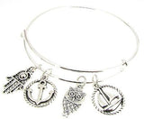 Hamsa Bracelet Silver Plate Expandable Bangle Sailboat Anchor  Owl