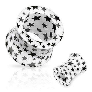 All UV Star Galaxy Printed Double Flared Acrylic Hollow Plug 8mm 0 gauge