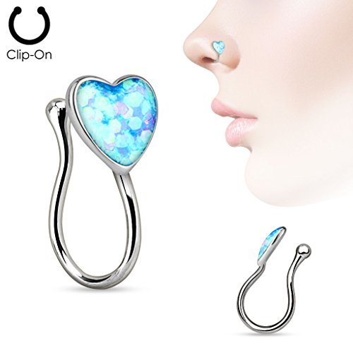Glitter Heart Non-Piercing Nose Clip Nose ring Stud sold individually