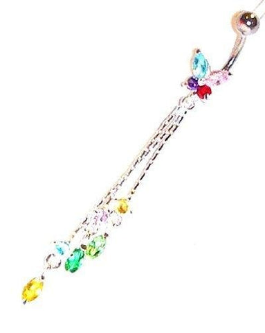 Body Accentz&reg; Belly Button Ring Navel Butterfly Body Jewelry Dangle 14 Gauge