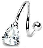 Belly Button Ring Navel Spiral Teardrop Body Jewelry Dangle 14g..