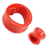 Hollow Heart Red Acrylic Saddle Plug 9/16" Sold as a pair [Jewelry]