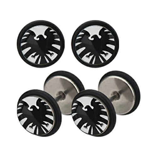 Body Accentz&trade; Earrings Rings Fake Iron man Eagle Cheater Plug 16 gauge - Sold as a pair
