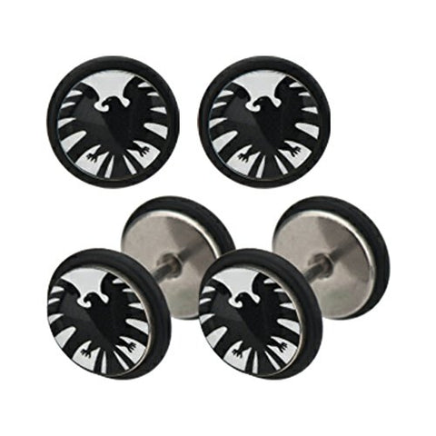 Body Accentz&trade; Earrings Rings Fake Iron man Eagle Cheater Plug 16 gauge - Sold as a pair