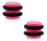 Body Accentz Magnetic Color Acrylic Fake Ear Plug with O-Rings 0 Gauge Look
