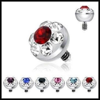 316L Surgical Steel Internally Threaded 4mm Multi Gem Ferido Dermal Top 14g