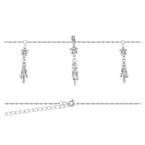 Body Accentz&reg; Belly Button Ring Flower Navel Body Jewelry Dangle Waist Chain 14 Gauge