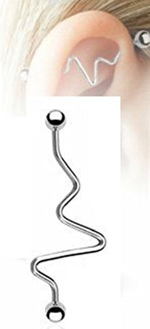 316L Surgical Steel Zig Zag Loop Industrial Bar Barbell 1 1/2" Body Accentz&reg; jewelry sold individually