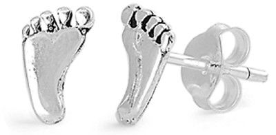STERLING SILVER Silver Stud Earrings - Feet