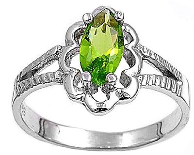 Sterling Silver CZ Peridot pinky ring  [5]