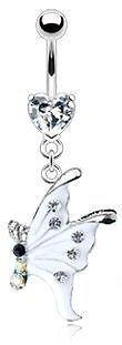 Belly Button Ring Navel Butterfly Body Jewelry Dangle 14 Gauge