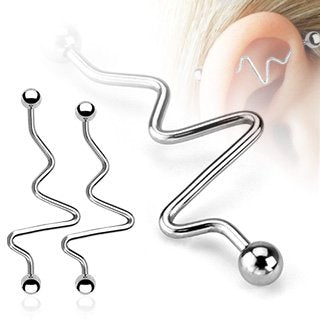 316L Surgical Steel Zig Zag Loop Industrial Bar Barbell 1 3/8" Body Accentz&reg; jewelry sold individually