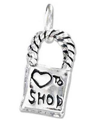 SS THREE DIMENSIONAL ''HEART TO SHOP'' SHOPPING BAG CHARM