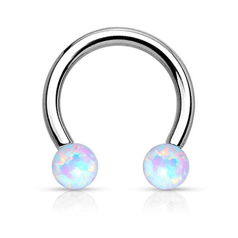 EyeBrow Synthetic Opal Horseshoe 316L Surgical Steel Circular Barbell Eye brow Barbell