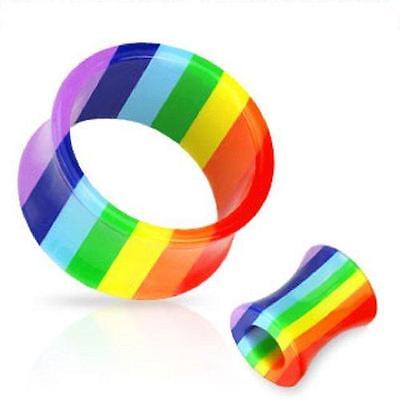 Earrings Rings All UV Gay Pride Double Flared Acrylic Rainbow Sold as a pair 3/4