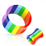 Earrings Rings All UV Gay Pride Double Flared Acrylic Rainbow Sold as a pair 1/2