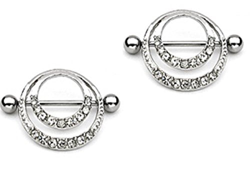 Body Accentz&trade; Nipple Ring Bars Shield Eternity Circle of Love Body Jewelry Pair 14 gauge Sold as pair