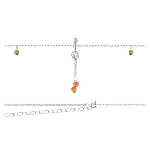 Body Accentz&reg; Belly Button Ring Rainbow Navel Body Jewelry Dangle Waist Chain 14 Gauge Gay Pride