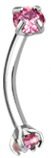EyeBrow 316L Surgical Steel Eyebrow Curve Ring Threaded Prong 16g CZ