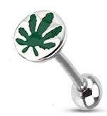 Tongue Ring 316L Surgical Steel Enamel Coated Logo Half Dome Barbells 5/8 Marijuana 14 gauge Body Accentz&reg;